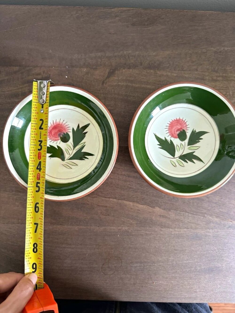 Stangl Thistle Green Floral Pottery Small 6" Bowls Set of 2